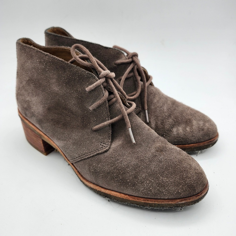 Clarks Originals Women Brown Suede Lace‎ Up Desert Boots Block Heel 7